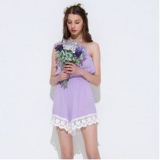 Lavender Wedding Lace Bridesmaid romper PJ set Bride Bridesmaid cotton Bridesmaid Gift